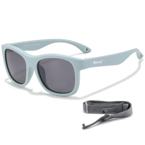 Maesy - Baby Sonnenbrille Luca - 1-3 Jahre - flexibel biegbar - verstellbares Gummiband - Polarisierte UV400 Schutz- Kleinkinder und Dreikäsehochs - Jungen und Mädchen - Kinder Sonnenbrille Quadrat von Maesy