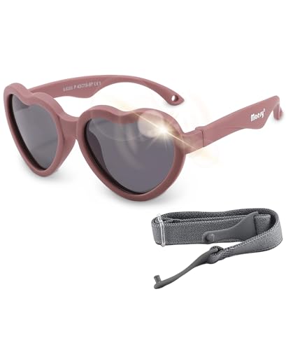 Maesy - Baby Sonnenbrille Maes - 0-2 Jahre - flexibel biegbar - verstellbarer Gummizug - polarisierter UV400 Schutz - Jungen und Mädchen - Baby Herz-Sonnenbrille - Lila, voilett von Maesy