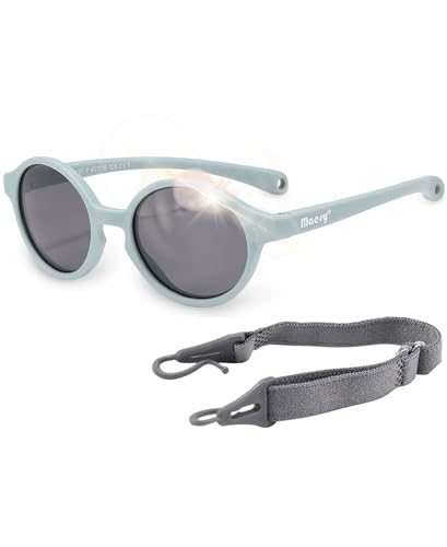 Maesy - Baby Sonnenbrille Noah - 0-2 Jahre - Flexibel biegbar - Verstellbares Gummiband - Polarisierte UV400 Schutz - Jungen und Mädchen - Baby Sonnenbrille oval von Maesy