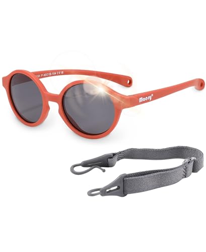 Maesy - Baby Sonnenbrille Noah - 0-2 Jahre - Flexibel biegbar - Verstellbares Gummiband - Polarisierte UV400 Schutz - Jungen und Mädchen - Baby Sonnenbrille oval von Maesy