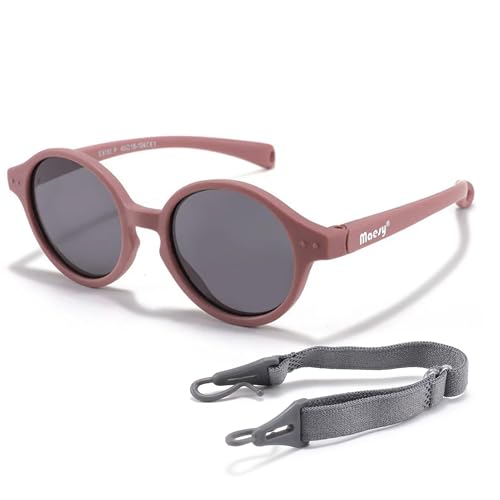 Maesy Baby Sonnenbrille für 0-2 Jahre - UV400 Polarisierter Schutz - Flexibler und Biegsamer Rahmen - Verstellbares Gummiband - Sichere und Bequeme Babysonnenbrillen - Rund - Noah von Maesy