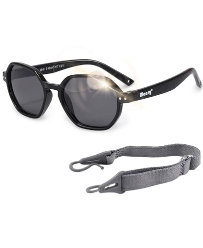 Maesy - Baby Sonnenbrille Yana - 1-3 Jahre - flexibel biegbar - verstellbares Gummiband - Polarisierte UV400 Schutz- Kleinkinder und Dreikäsehochs - Jungen und Mädchen - Kinder Sonnenbrille Hexagon von Maesy