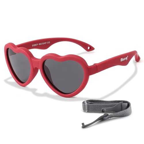 Maesy Baby Sonnenbrille für 0-2 Jahre - UV400 Polarisierter Schutz - Flexibler und Biegsamer Rahmen - Verstellbares Gummiband - Sichere und Bequeme Babysonnenbrillen- Herz - Rot - Maes Maesy Baby Sonnenbrille für 0-2 Jahre - UV400 Polarisierter Schutz - Flexibler und Biegsamer Rahmen - Verstellbares Gummiband - Sichere und Bequeme Babysonnenbrillen- Herz - Rot - Maes von Maesy