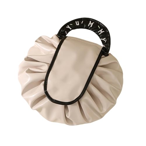 Drawstring Reise Kosmetiktasche - One-Step Organizer Kosmetiktasche Damen Reise, Groß Kapazität Make Up Tasche Mit Cord Tasche Kosmetikbeutel Für Reisen Damen (Beige) von Mafagwre