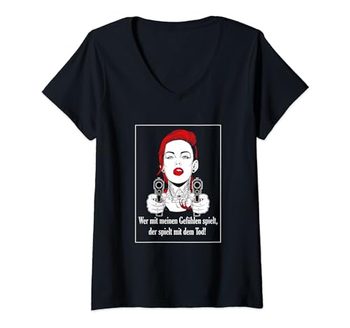Damen Lustiges Mafia Frau Outfit | Mafiabraut Boss Verkleidung T-Shirt mit V-Ausschnitt Damen Lustiges Mafia Frau Outfit | Mafiabraut Boss Verkleidung T-Shirt mit V-Ausschnitt von Mafia And Crime | Kostüm | Boss Lady