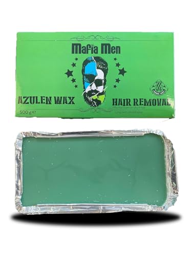 Mafia Men Enthaarungswachs 500g – Weiß, Azulen, Silber & Schwarz – Effektives Haarentfernungswachs für Männer – Professionelles Waxing für Empfindliche Haut (500g, Azulen) von Mafia Men