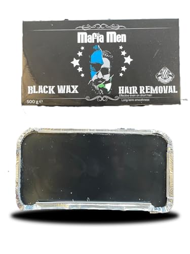 Mafia Men Enthaarungswachs 500g – Weiß, Azulen, Silber & Schwarz – Effektives Haarentfernungswachs für Männer – Professionelles Waxing für Empfindliche Haut (500g, Black) von Mafia Men