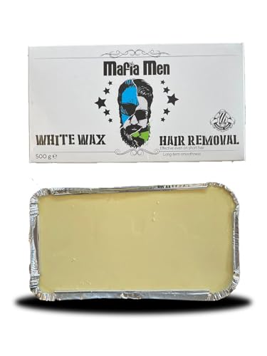 Mafia Men Enthaarungswachs 500g – Weiß, Azulen, Silber & Schwarz – Effektives Haarentfernungswachs für Männer – Professionelles Waxing für Empfindliche Haut (500g, White) von Mafia Men