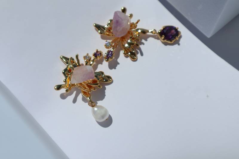 Ab Style Purple Natural Stone Drop Earrings Women Baroque Jewelry Freshwater Pearl Christmas Gift Wedding Party Rare Find Unique von Mafukoo