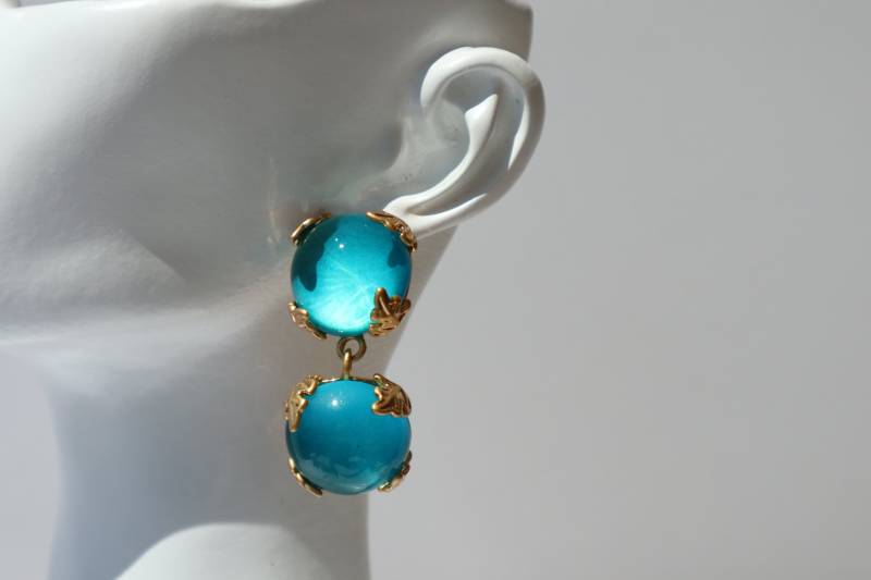 Medieval Classic Light Luxury Niche Simple Style Women's Earrings Fashion All-In-One Gradient Blue-Color Ohrring Rare Find Wedding Christmas von Mafukoo