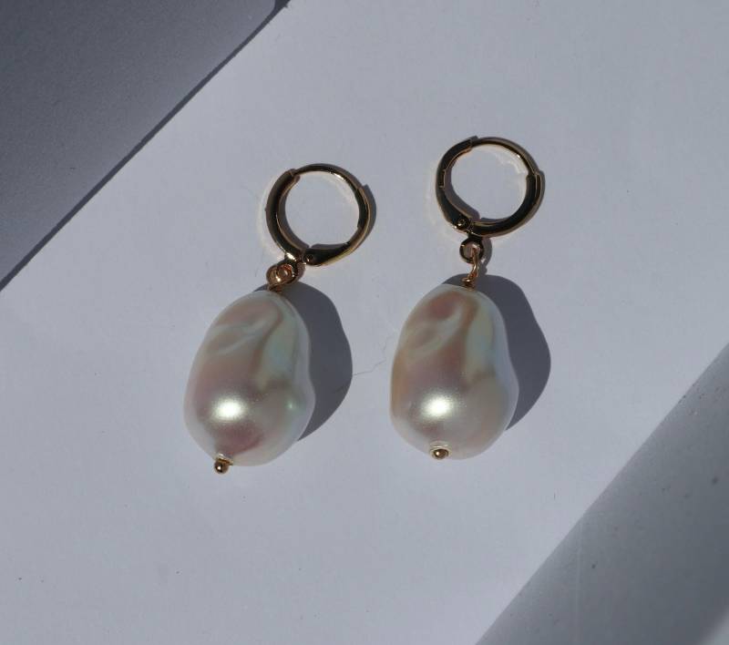 Minar Exquisite Irregular Simulated Pearl Drop Earrings 14K Gold Plated Copper Long Dangle Wedding Jewellery Party Christmas Gift Office von Mafukoo