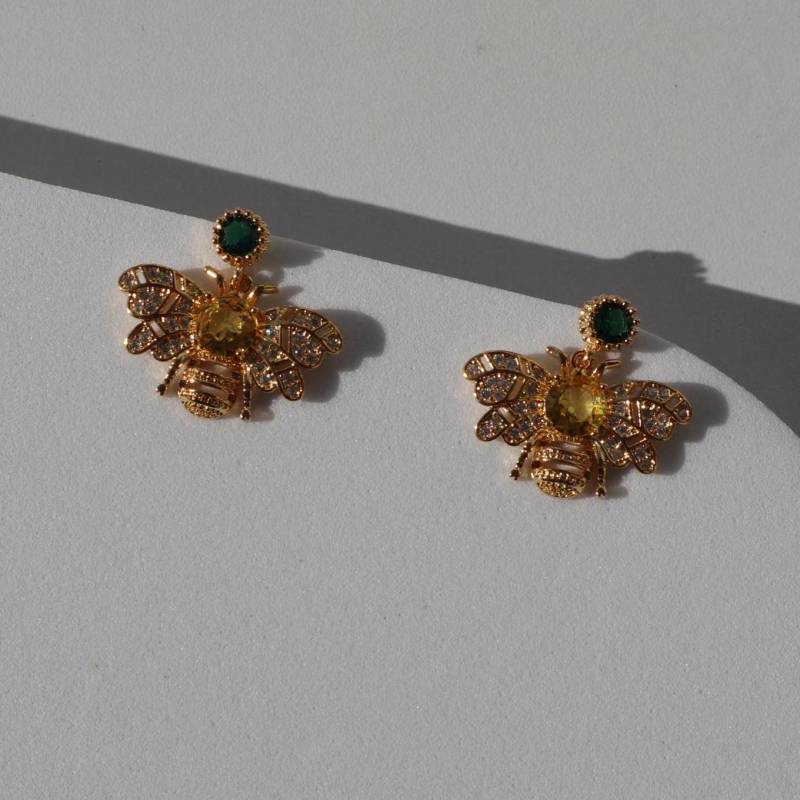 New Design Bee Earrings Gold Stud Elegant Wedding Christmas Gift Rare Find Baroque Style Vintage Luxury von Mafukoo