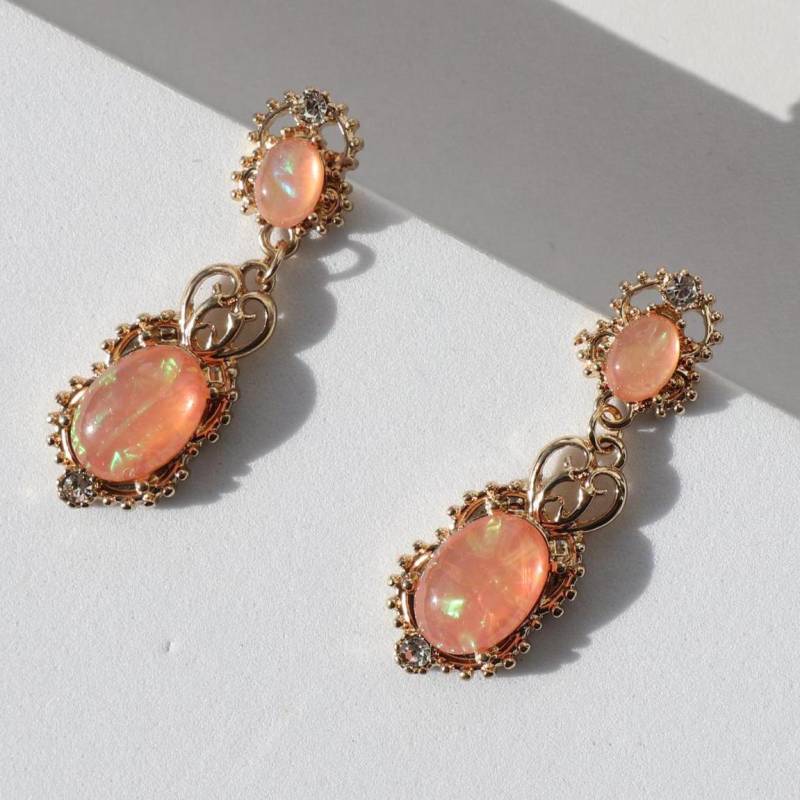 Retro Palace Earrings Orange Gold Stud Elegant Wedding Christmas Gift Rare Find Baroque Style Vintage Luxury von Mafukoo