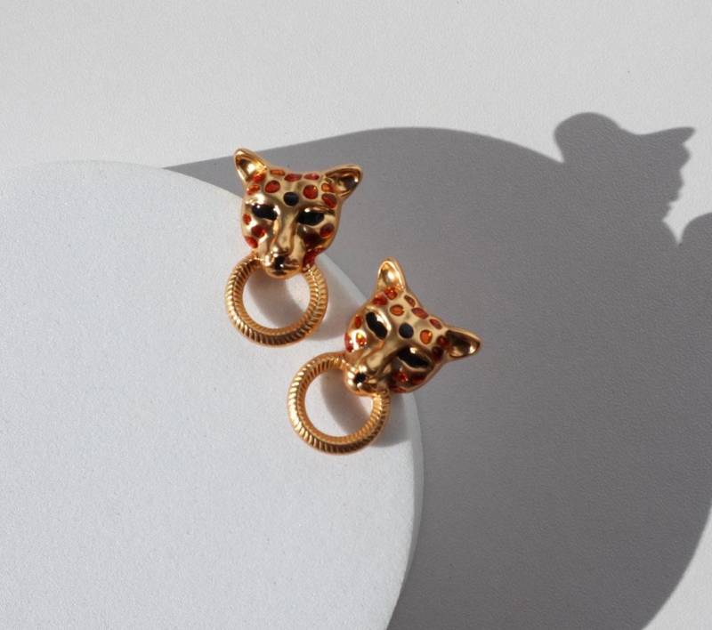 Retro Palace Tiger Earrings Luxury Plated Gold Stud Hanging Elegant Wedding Christmas Gift S Rare Find Baroque Style Vintage von Mafukoo