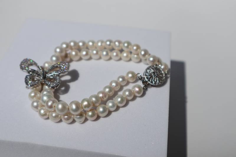 Wedding Round Natural Freshwater Double Pearl Bracelet Women, White Fashion Cute Anniversary Gift Wedding Round Natural Freshwater Double Pearl Bracelet Women, White Fashion Cute Anniversary Gift von Mafukoo