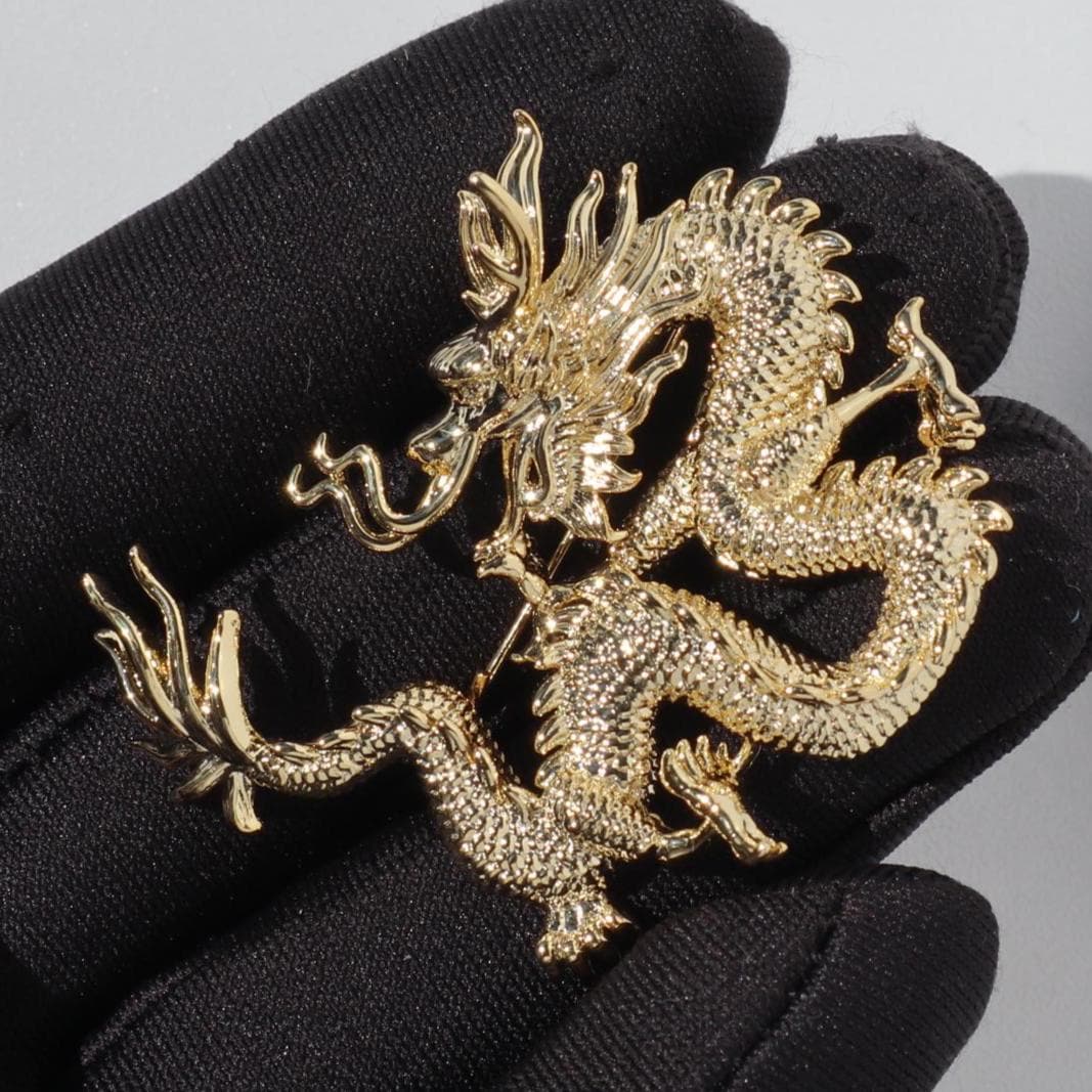 Elegante Drachen Brosche Goldfarbene Legierung Party Anstecknadel von MafukooBrosche
