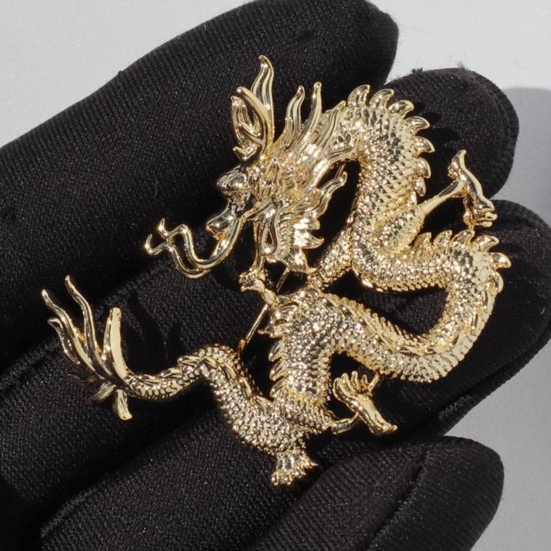 Elegante Drachen Brosche Goldfarbene Legierung Party Anstecknadel von MafukooBrosche