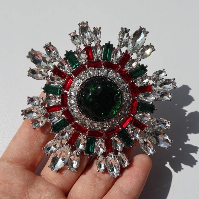 Elegante Legierung Brosche Grün & Rot Kristall Party Schmuck von MafukooBrosche