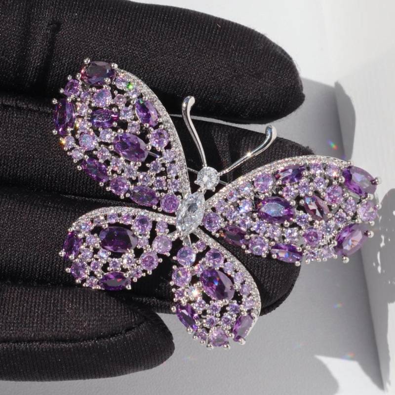 Elegante Schmetterling Brosche Silber Lila Farbe Legierung Party Pin von MafukooBrosche