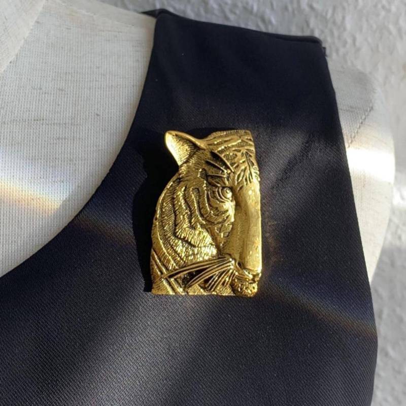 Gold Tiger Brosche Pin Unisex Legierung Schmuck Geschenk von MafukooBrosche