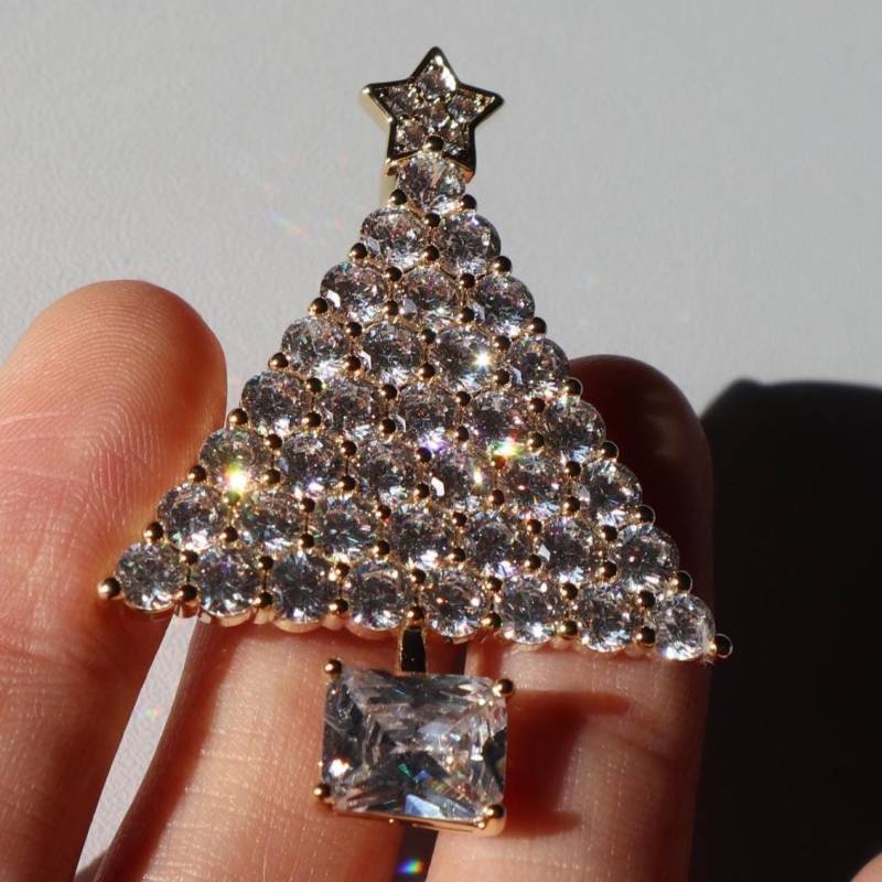 Gold Weihnachtsbaum Brosche, Elegante Urlaub Anstecknadel von MafukooBrosche