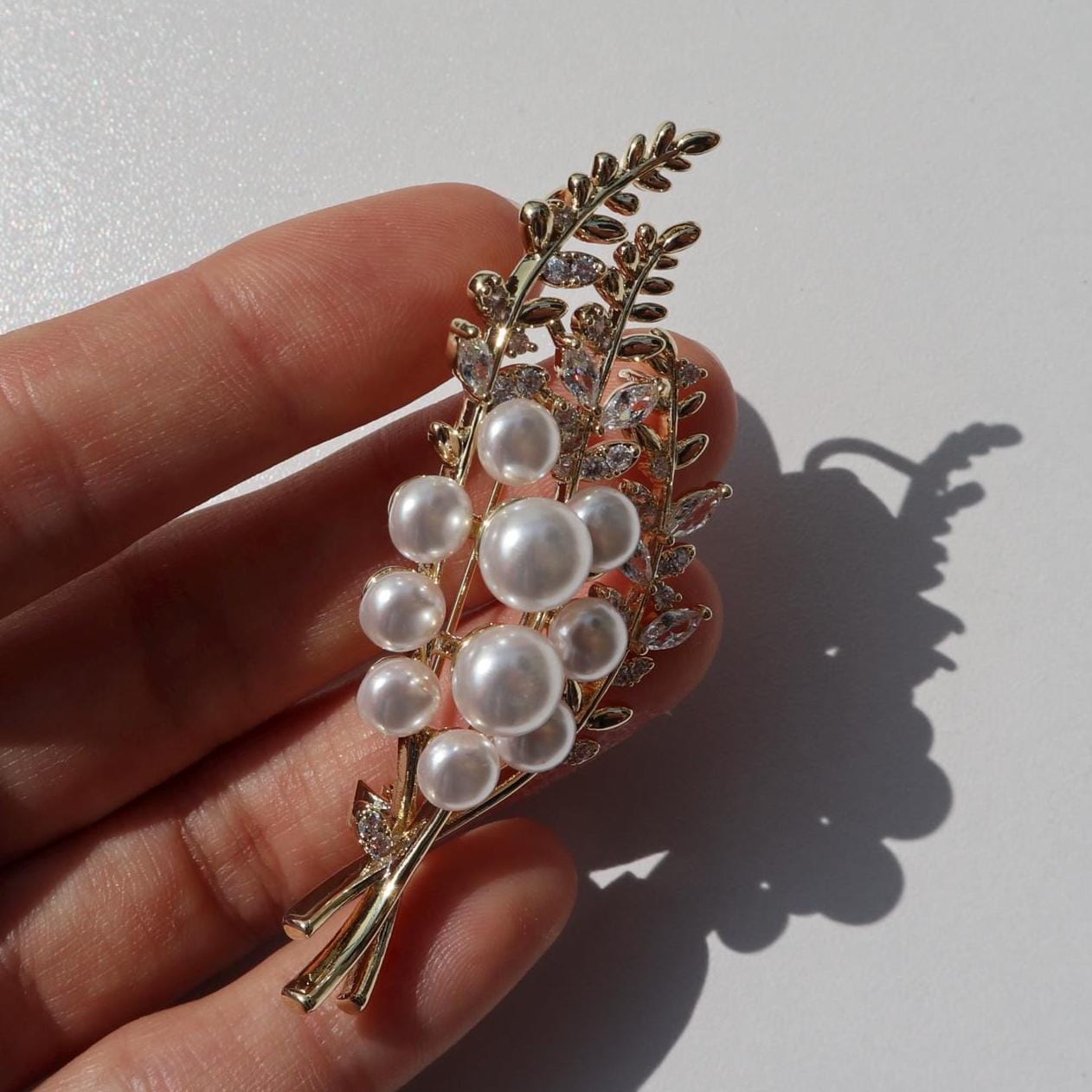 Gold Weizen Brosche Mit Perlen Party Schmuck Geschenk Gold Weizen Brosche Mit Perlen Party Schmuck Geschenk von MafukooBrosche