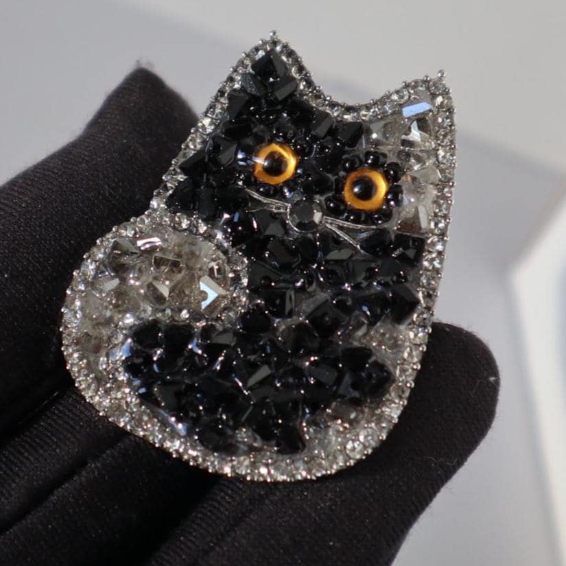 Katzen Brosche Schwarz Farbe Pin Weihnachtsgeschenk von MafukooBrosche