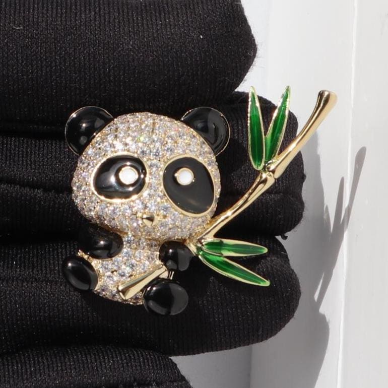 Panda Brosche Gold & Schwarz Legierung Party Pin - Unisex Schmuck Geschenk von MafukooBrosche