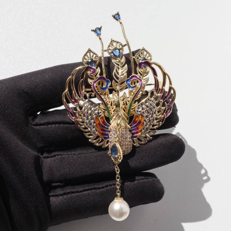 Phoenix Brosche Legierung Vogel Anstecknadel Mit Perle von MafukooBrosche