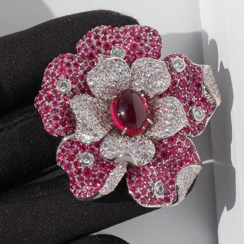 Rote Blumen Brosche Elegante Party Pin, Unisex Schmuck, Geschenk von MafukooBrosche