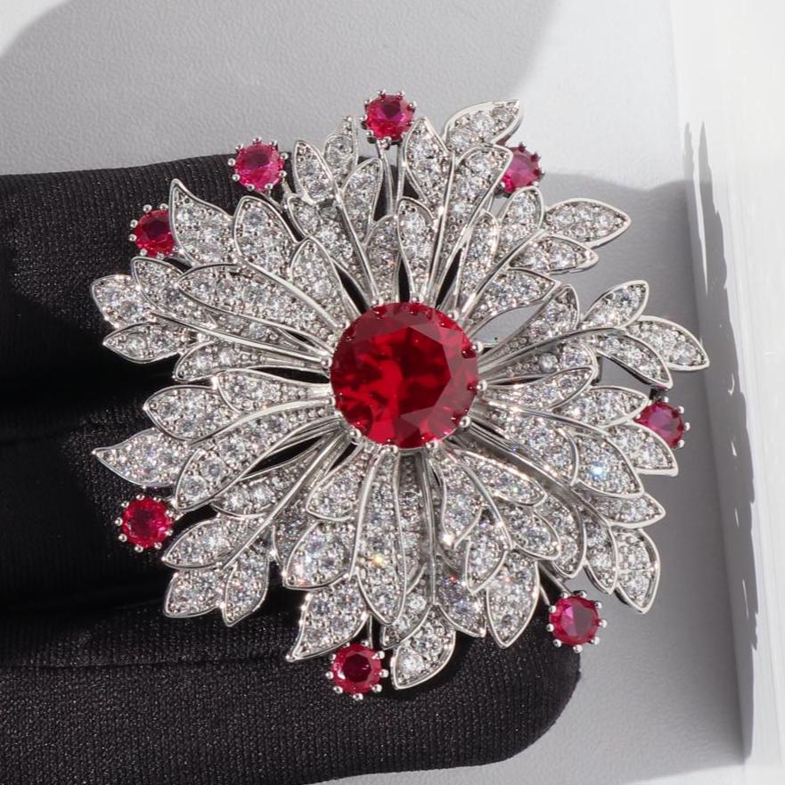 Rote Splitterfarbe Blumen-Brosche Elegante Party Pin, Unisex Schmuck Geschenk von MafukooBrosche