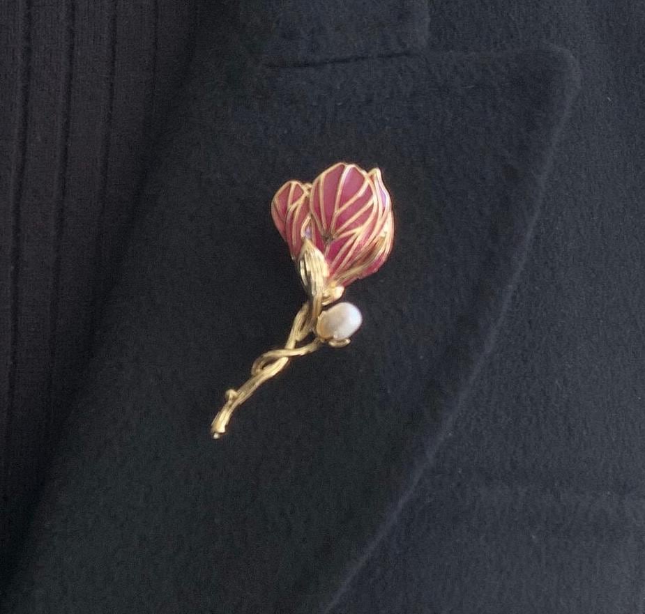 Rote Tulpe Brosche Legierung Blume Anstecknadel Mit Perlen Akzent Rote Tulpe Brosche Legierung Blume Anstecknadel Mit Perlen Akzent von MafukooBrosche