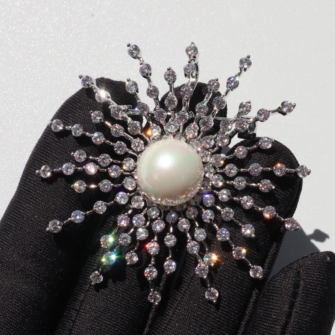 Schneeflocke Mit Splitterfarbe Brosche Elegante Legierung Pin, Unisex Schmuck Geschenk von MafukooBrosche