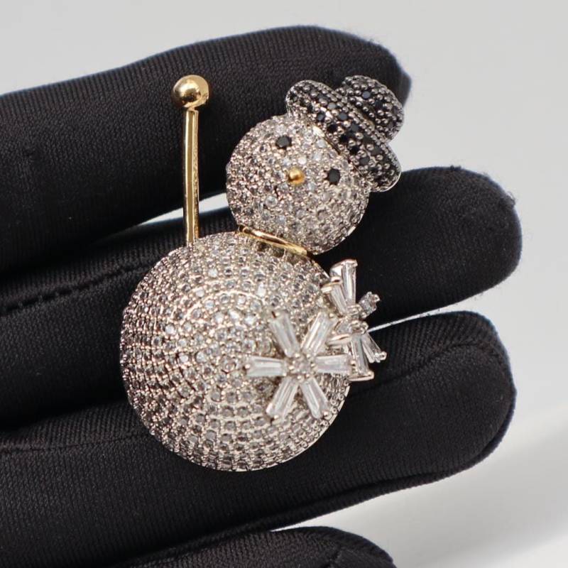 Schneemann Brosche Silberlegierung Weihnachtsnadel von MafukooBrosche