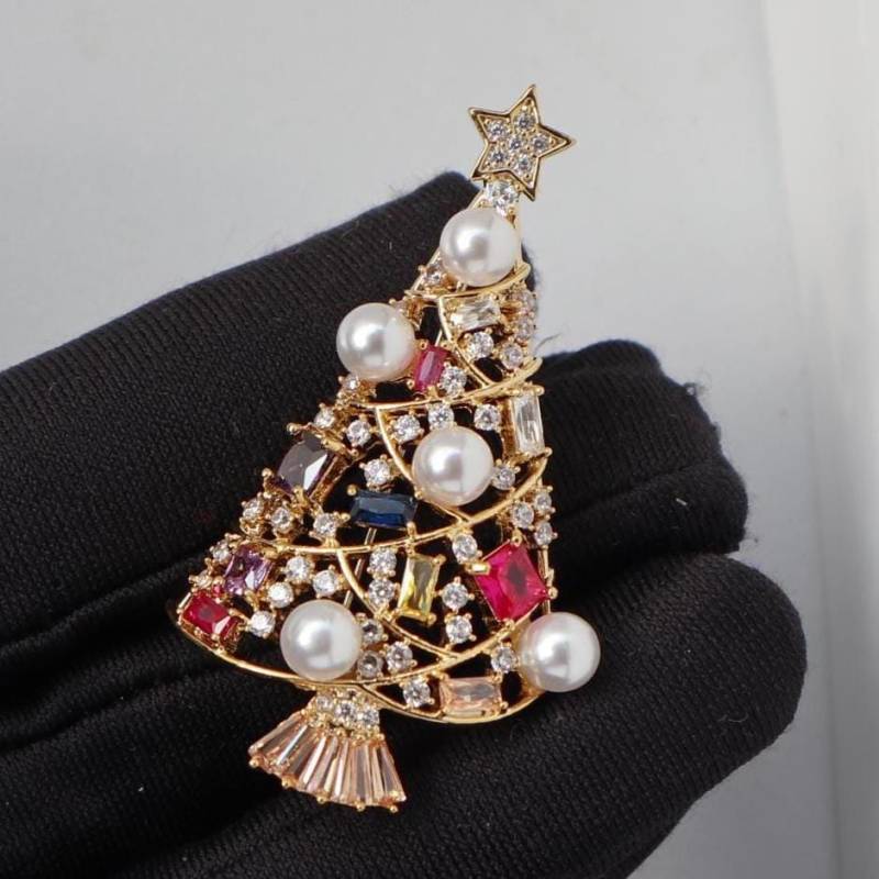 Tannenbaum Brosche Goldfarben Weihnachten Geschenk Anstecknadel von MafukooBrosche