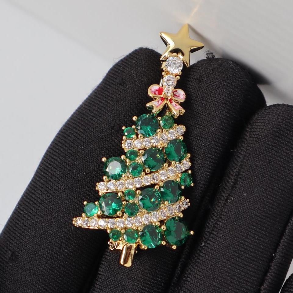 Grüne Weihnachtsbaum Brosche, Elegante Feiertage Anstecknadel von MafukooBrosche
