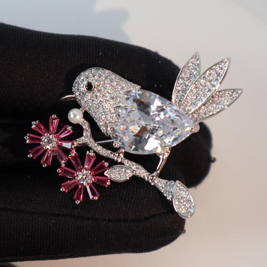 Vogel Brosche Splitter Rosa Farbe Pin Schmuck Geschenk von MafukooBrosche