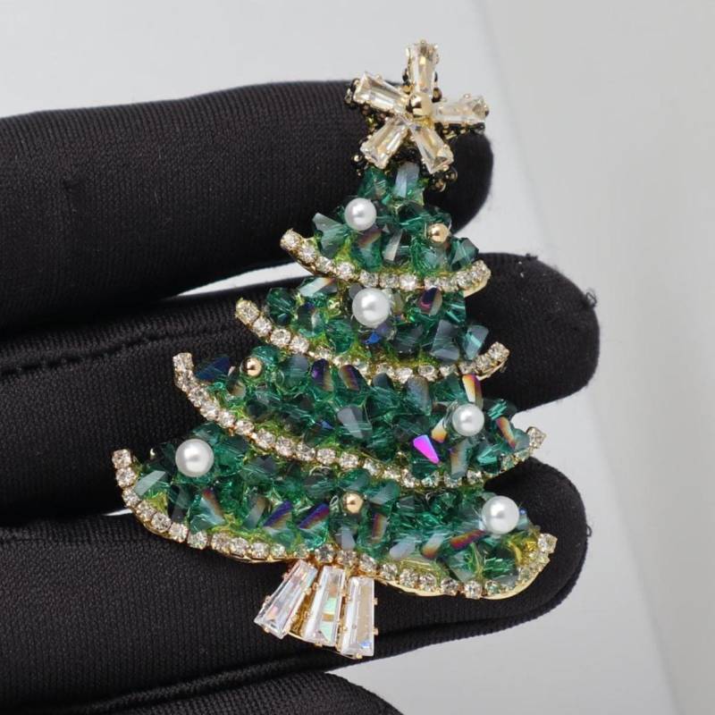 Weihnachtsbaum-Brosche in Grün Und Gold Elegante Weihnachtsbrosche von MafukooBrosche