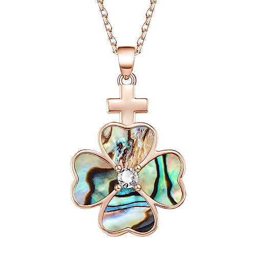 MagCopper S925 women's necklace Four-leaf butterfly pendant necklace with natural green abalone shell, 46+4cm chain, necklace gift for women… von MagCopper