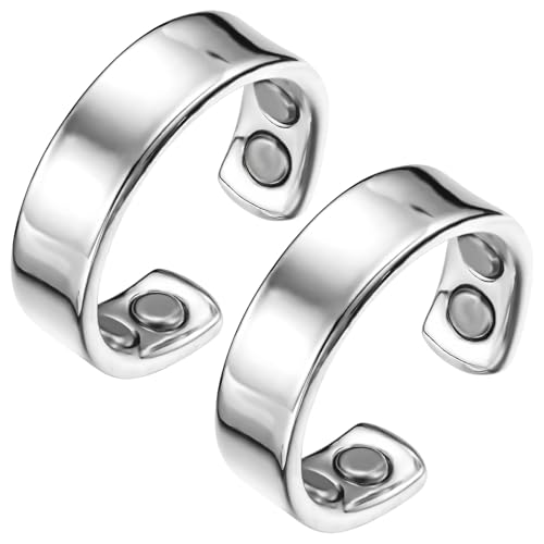 MagEnergy 2PCS Kupferringe für Frauen, 99,99% reiner Kupfer magnetischer Daumenring mit Magnet und Schmuck Geschenkbox (silbern) von MagEnergy