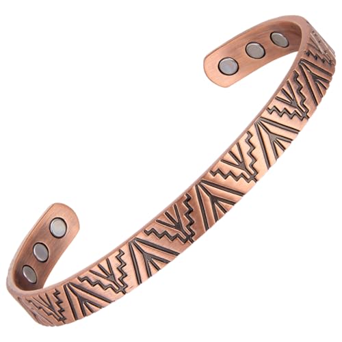 MagEnergy Kupfer-Armband für Männer und Frauen 99,9% reines Kupfer Manschettenarmband 6,8" verstellbarer Schmuck mit 6 starken Magneten von MagEnergy