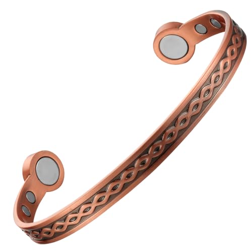 MagEnergy Kupfer-Armband für Männer und Frauen Massiv Reines Kupfer Manschettenarmband 3500 Gauss Starke Neodym Magnete Verstellbarer Schmuck von MagEnergy