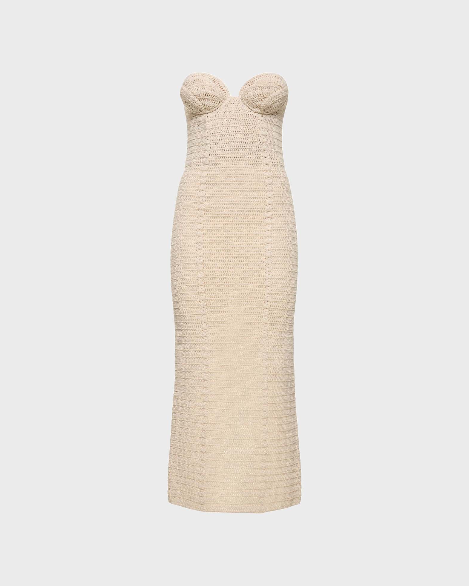 Magda Butrym Dress Crochet Bustier Beige von Magda Butrym