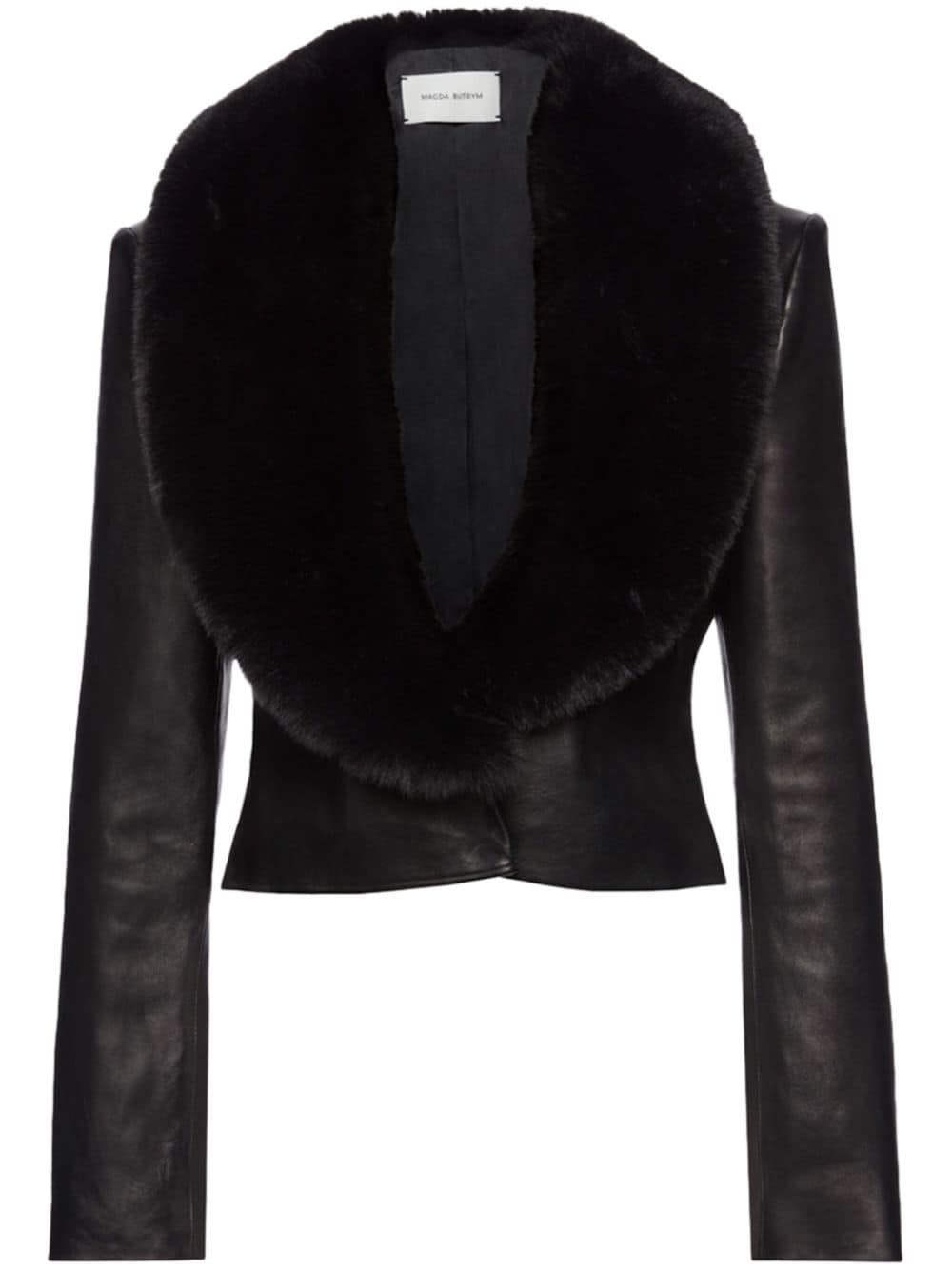 Magda Butrym Lederjacke mit Faux Fur - Schwarz von Magda Butrym