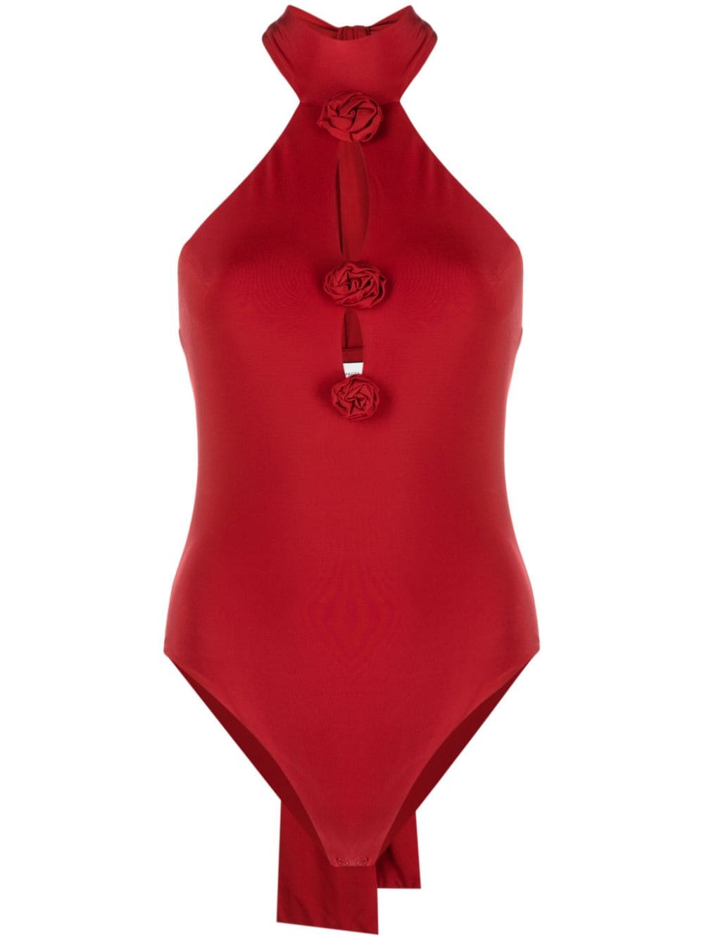 Magda Butrym Neckholder-Body mit Rosenapplikation - Rot von Magda Butrym