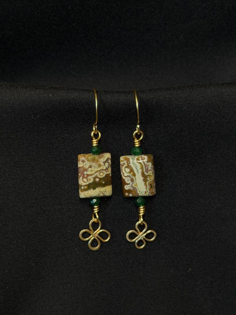 Jaspis' Ager - Handgemachte Ohrringe Mit Jaspis Und Achat | Farbe Kupfer/Gold von MagdalenasManufaktur