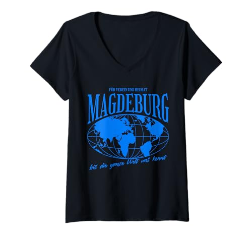 Damen Magdeburg Heimat Fußball Stolz T-Shirt mit V-Ausschnitt Damen Magdeburg Heimat Fußball Stolz T-Shirt mit V-Ausschnitt von Magdeburger Fan Tradition Fans Geschenkidee