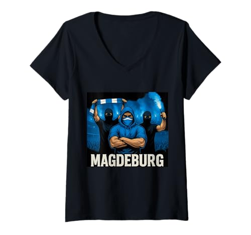Damen Magdeburg Fan Shirt Fanblock Magdeburger Jungs Herren Männer T-Shirt mit V-Ausschnitt Damen Magdeburg Fan Shirt Fanblock Magdeburger Jungs Herren Männer T-Shirt mit V-Ausschnitt von Magdeburger Ultras Shop IBK