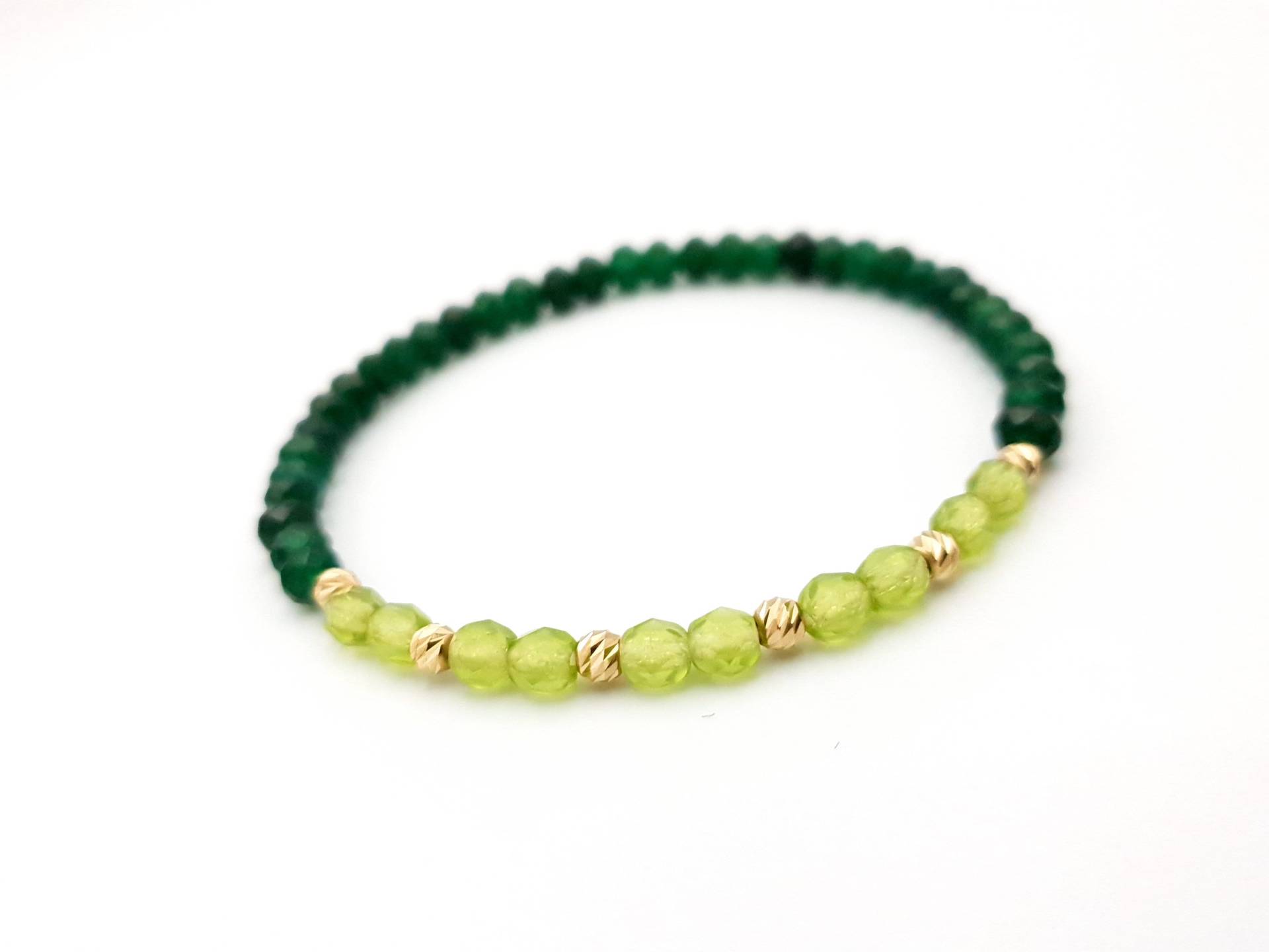 14K Gelb Gold Armband/Reines Und Jade Natursteine/Gold Schmuck/Armbänder Für Herren Frauen/14K Perlen von MagdyssJewellery