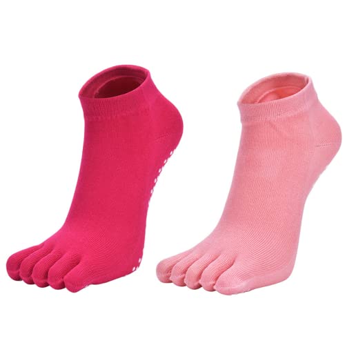 MageJoy Yoga Socken 2 Paar Pilates-Socken für Damen rutschfeste Baumwolle Sportsocken Antirutsch für Yoga Pilates Ballett Stange Fitness Tanz 35-40 von MageJoy